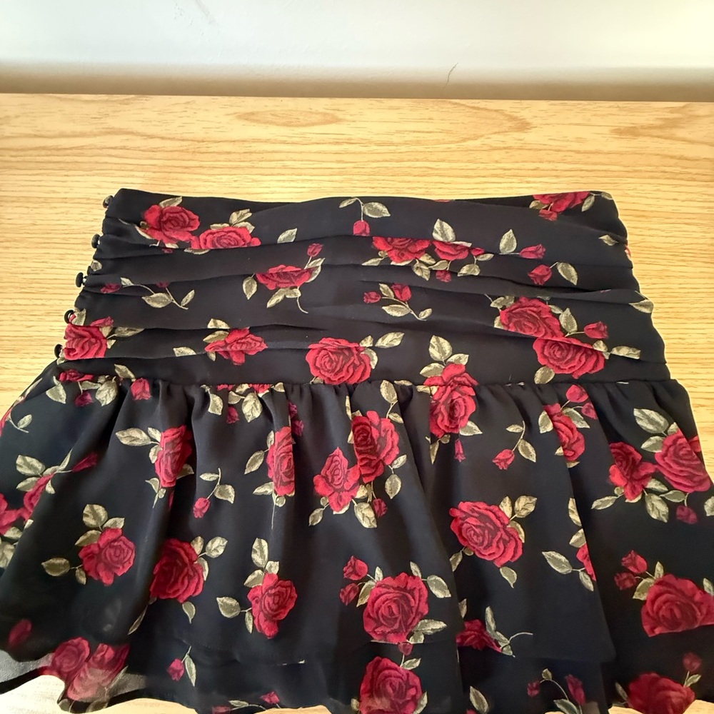 Floral Black and Red Women's Skirt